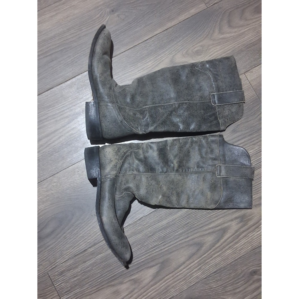 Stetson Gray Leather Made in Mexico Cowboy Western Boots Size 8 Round Toe Mens - Picture 2 of 10